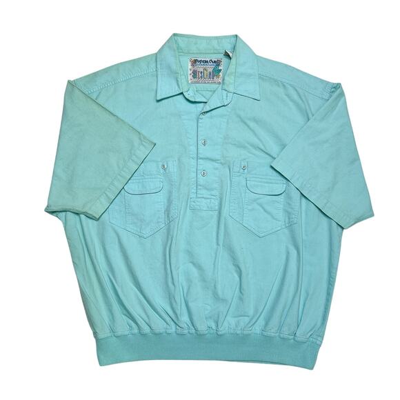 Custom Club International The Island Van Heusen Shirt Blue Collared Dolman 80s - Picture 8 of 8